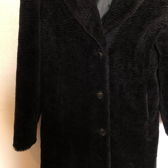 Long Oversize Faux Persian Lamb Fur Coat - Black Teddy - Picture 3 of 7